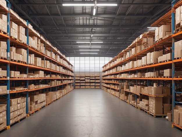 Armazém vazio em centro logístico armazém para centros de armazenamento e distribuição renderização 3d