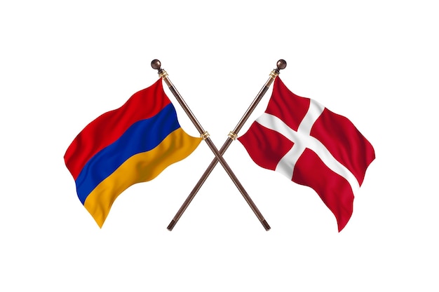 Armenia frente a Dinamarca dos países banderas fondo