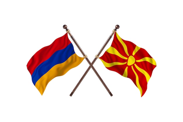 Armenia frente a Macedonia dos países banderas fondo