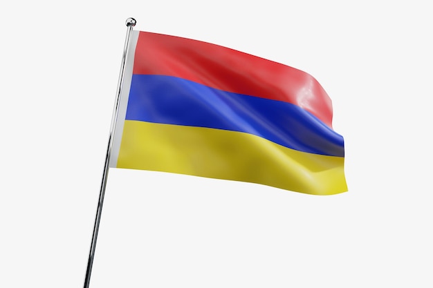 Armenia ondeando bandera de tela aislada sobre fondo blanco ilustración 3D