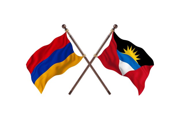 Armênia versus Antígua Barbuda Fundo de bandeiras de dois países