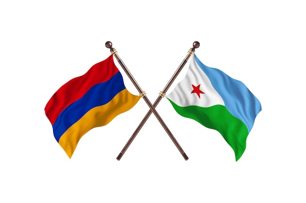 Armênia versus Djibouti Fundo de bandeiras de dois países