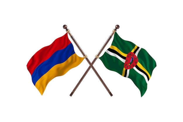 Armenia versus fondo de banderas de dos países de Dominica