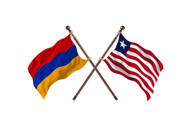 Armenia versus fondo de banderas de dos países de Liberia