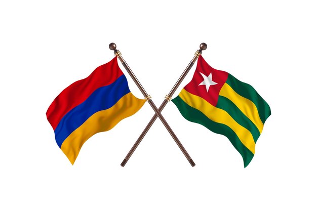 Armenia versus fondo de banderas de dos países de Togo