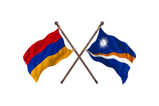 Armênia versus Ilhas Marshall Fundo de bandeiras de dois países
