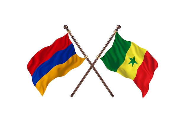 Armênia versus Senegal Fundo de bandeiras de dois países