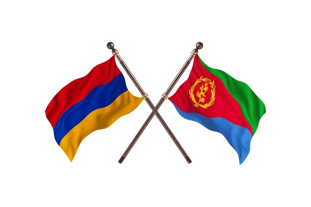 Armenien gegen Eritrea zwei Länder Flaggen Hintergrund