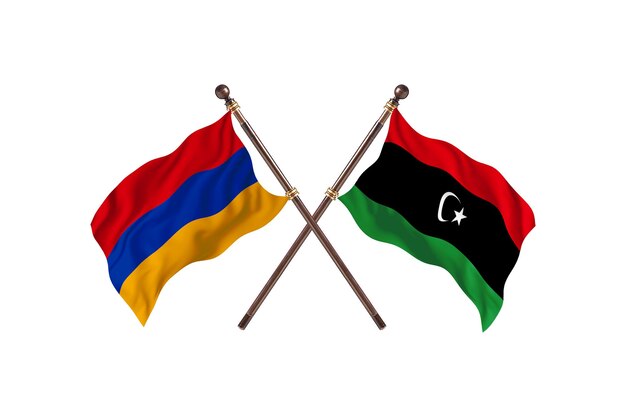 Armenien gegen Libyen zwei Länderflaggen Hintergrund