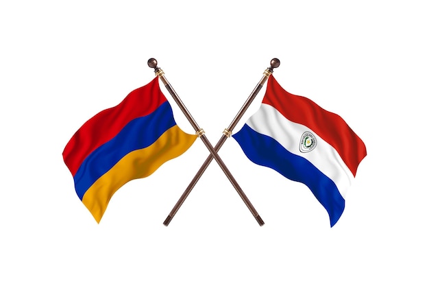 Armenien gegen Paraguay zwei Länder Flaggen Hintergrund