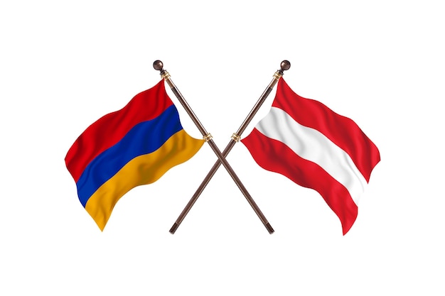 Armenien gegen Österreich zwei Länderflaggen Hintergrund
