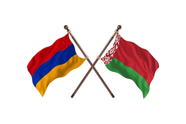 Armenien gegen Weißrussland zwei Länder Flaggen Hintergrund