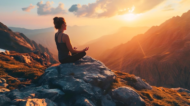 La armonía en las alturas las respiraciones meditativas y la serenidad del atardecer