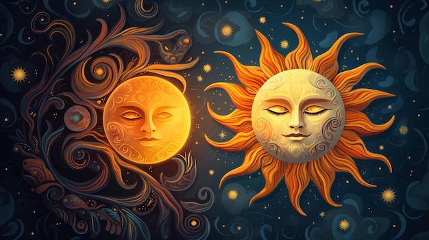 Armonía Celestial Artística Sol y Luna