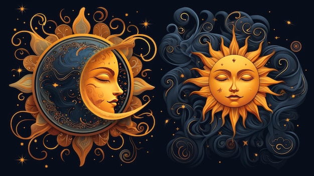 Foto armonía celestial artística sol y luna