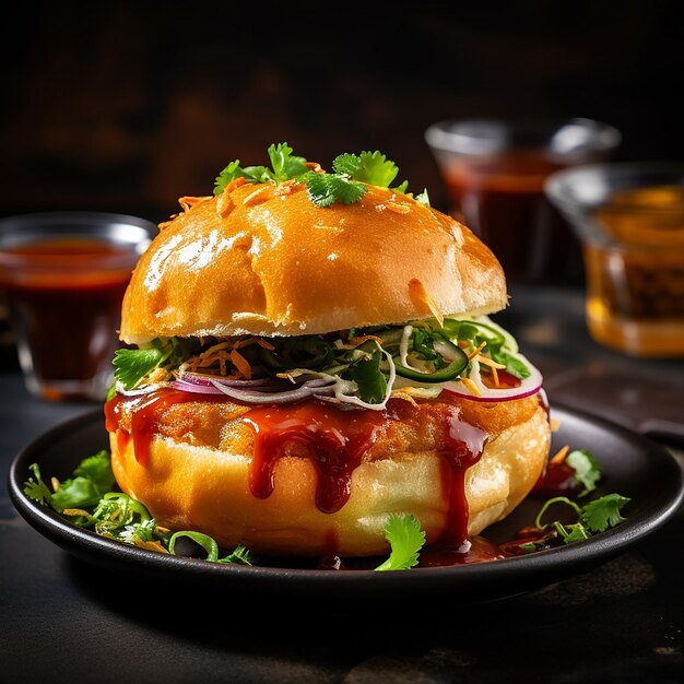 La armonía culinaria La luz natural muestra los sabores deliciosos de Vada Pavs