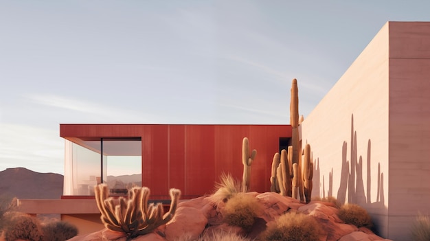 Foto la armonía del desierto la arquitectura audaz en medio de la naturaleza generativa