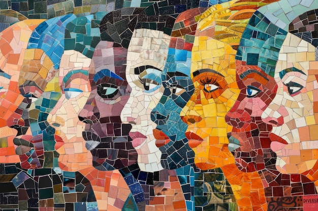 La armonía en la diversidad Un mosaico de rostros multiculturales IA generativa