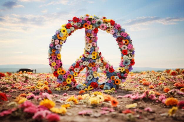 Foto armonía en flor un estandarte de paz adornado con floresar 32