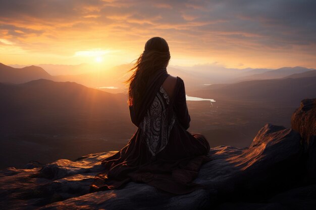 Armonía en el horizonte serena meditación ai generada.