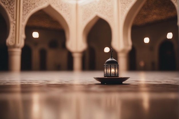 Foto armonía de luces lámpara de la mezquita de la noche para celebrar el eid y el ramadán