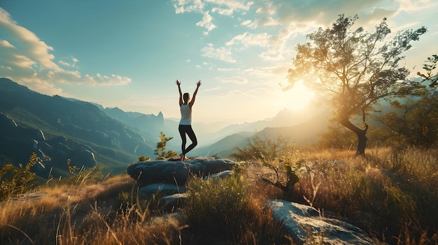 La armonía en movimiento abrazando el yoga consciente en la naturaleza abrazar