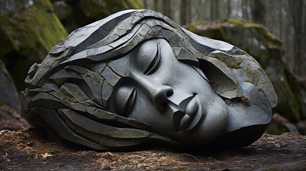 Armonía con la naturaleza Una escultura de piedra detallada de una mujer