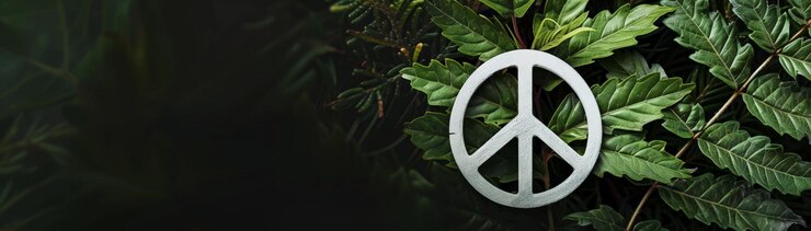 La armonía en la naturaleza Símbolo de paz con hojas verdes para el Día Internacional de la Paz Copia Espacio Profundidad de campo