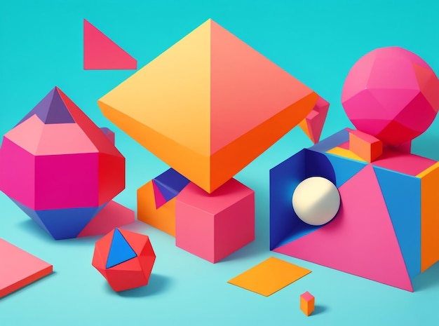 La armonía en los tonos las formas geométricas de colores el equilibrio en la ilustración 3D