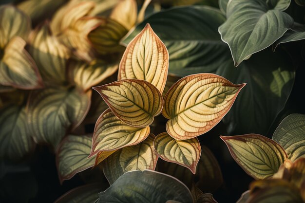 La armonía de los tonos de la tierra la planta de hojas marrones y verdes AR 32