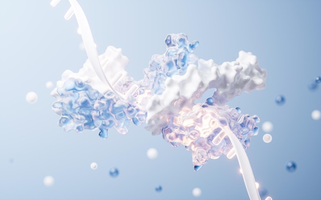ARN y proteínas con concepto biológico renderización en 3D