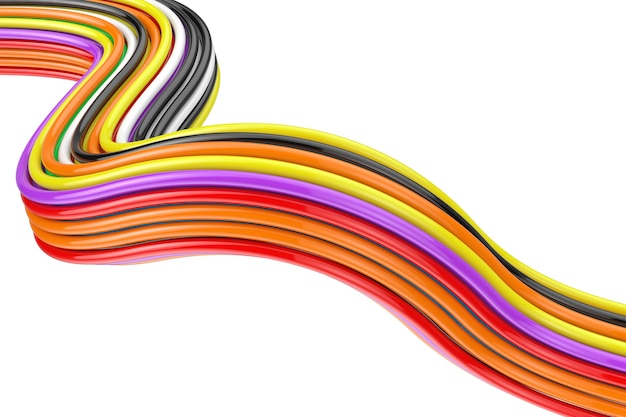 Foto arnés de cable de color sobre un fondo blanco. representación 3d