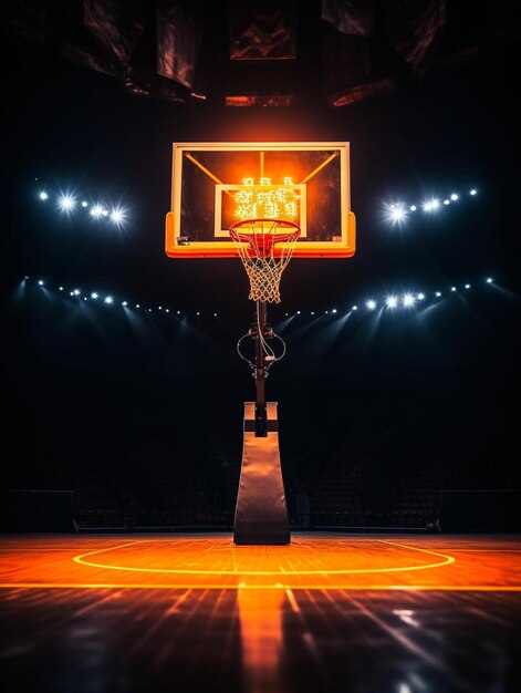 Foto un aro de baloncesto con la palabra baloncesto en él