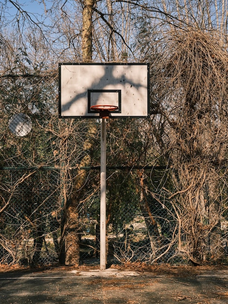 Aro de baloncesto en un parque