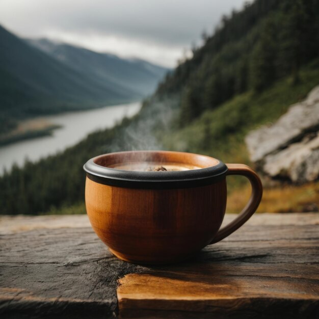 Aroma del bosque Encuentro cercano con un momento de café