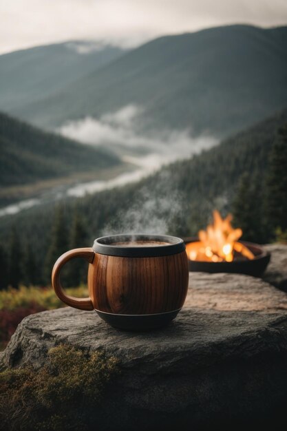 Aroma del bosque Encuentro cercano con un momento de café