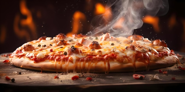 aroma de água na boca de uma pizza recém-cozida pronta para ser devorada conceito cozinha italiana fotografia de comida cheiro delicioso prato apetitoso aroma de cozimento