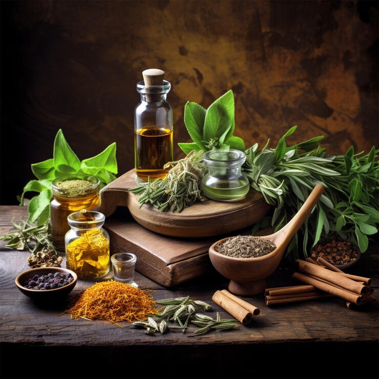 Un aroma de medicina herbaria verde saludable.