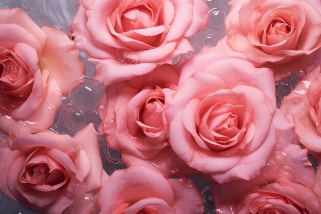 Aromatic Rose gotas rosas de primer plano Generar Ai