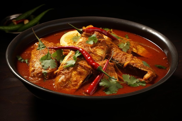 Aromática y sabrosa deliciosa curry de pescado picante