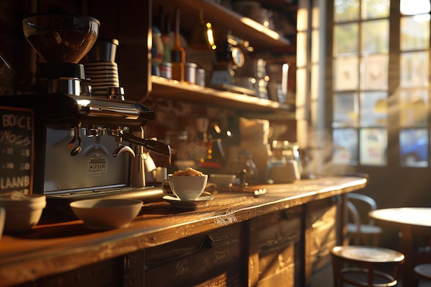 Aromático café elaborado en un acogedor café vintage oct