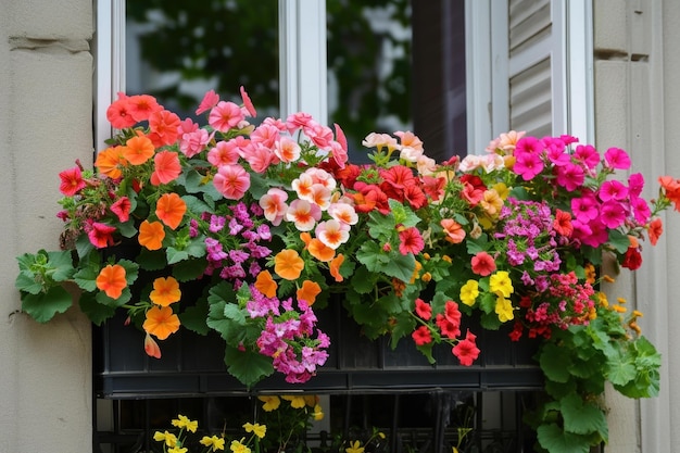 Foto aromatische balkonboxen blumen generieren ai