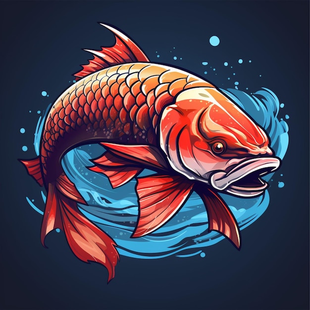 Arowana-Fisch-Cartoon-Logo