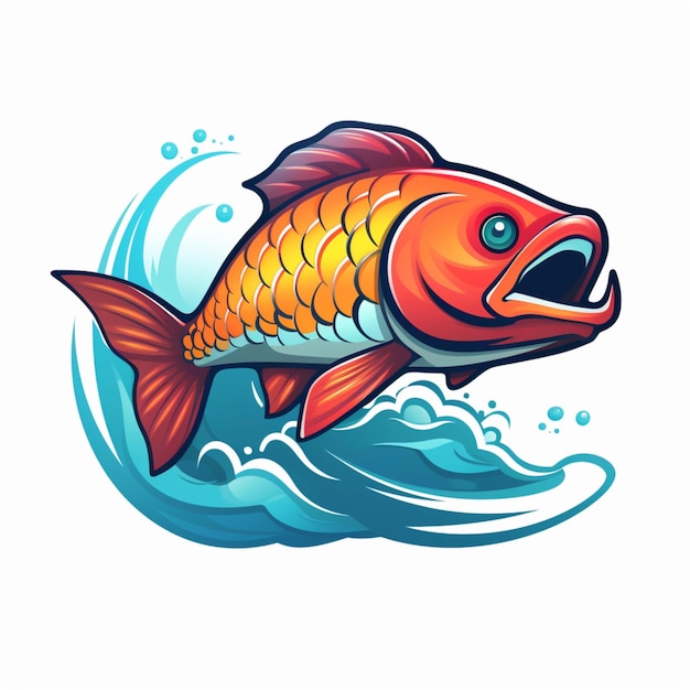 Arowana-Fisch-Cartoon-Logo