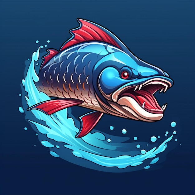 Arowana-Fisch-Cartoon-Logo