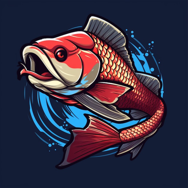 Arowana-Fisch-Cartoon-Logo