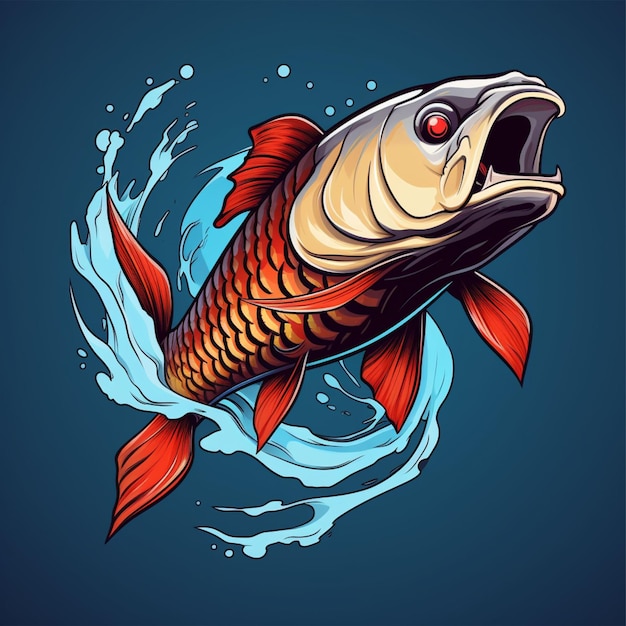 Arowana-Fisch-Cartoon-Logo