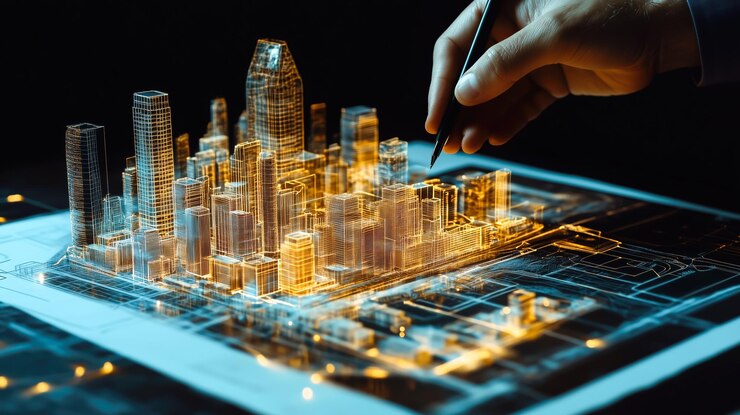 Un arquitecto da vida a los diseños arquitectónicos con modelos de construcción holográficos en 3D
