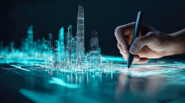 Un arquitecto da vida a los diseños arquitectónicos con modelos de construcción holográficos en 3D