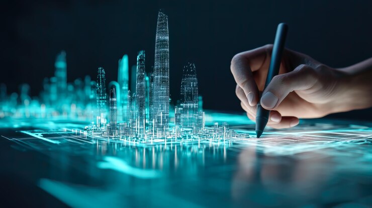 Un arquitecto da vida a los diseños arquitectónicos con modelos de construcción holográficos en 3D